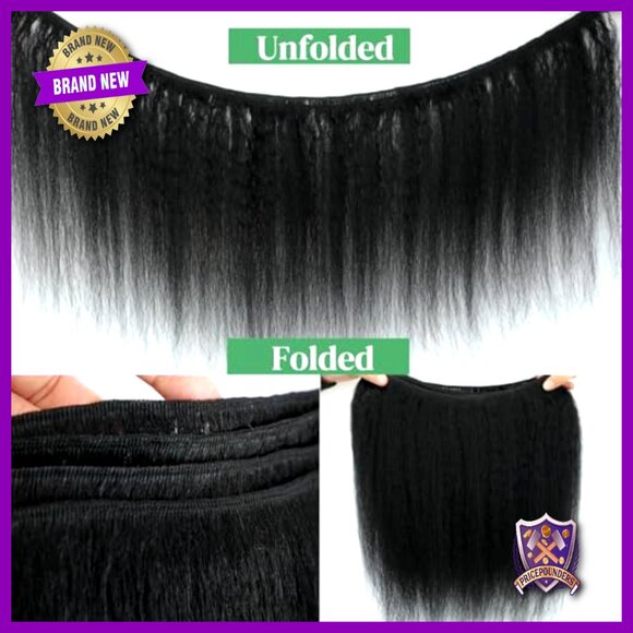 3 Bundles 16 Inch Kinky Straight Human Hair Extensions Silky Soft main image 5